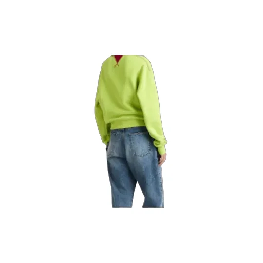 Contrast Collar Sweatshirt In Lime & Red