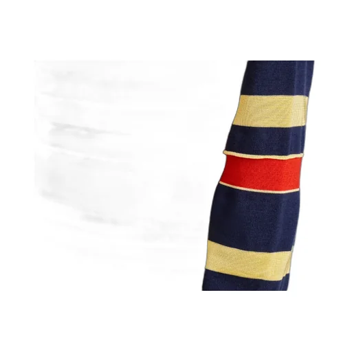 Knitted Striped Rugby Polo Top In Navy