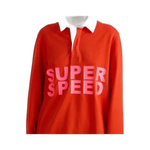 Rugby Polo Top In Bright Red Super Speed