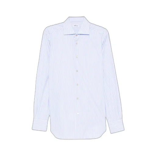 Kiton Pinstriped Curved Hem Shirt