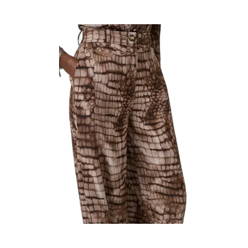 Alligator-Print Buttoned Trousers
