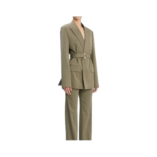 Belted Tailored Jacket In Sage Melange