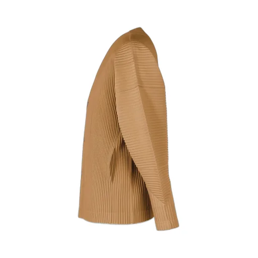 Pleated V-Neck Knit Cardigan