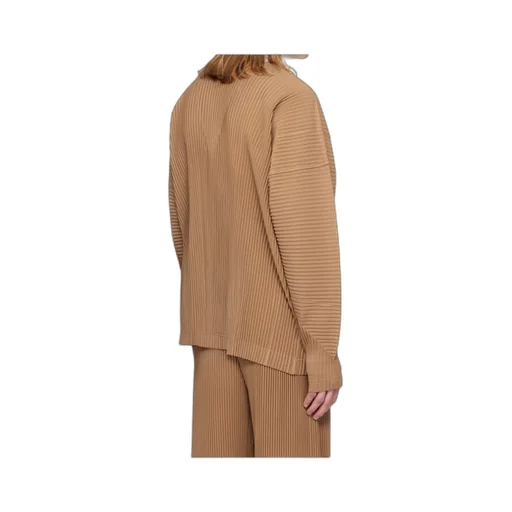 Pleated V-Neck Knit Cardigan