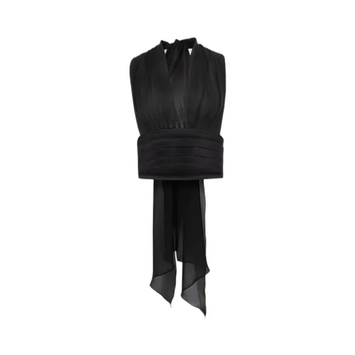 V-Neck Bow-Detail Silk Blouse