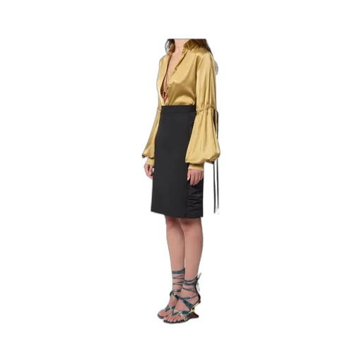 Ruched-Effect Wool Midi Skirt