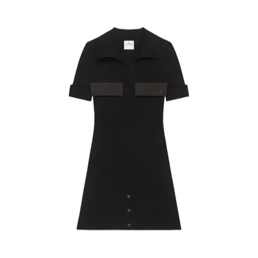 Ribbed-Knit Polo Mini Dress