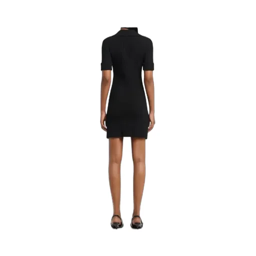 Ribbed-Knit Polo Mini Dress