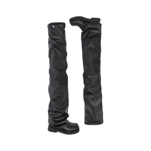 Robin Otk Black Thigh High Boot Flat