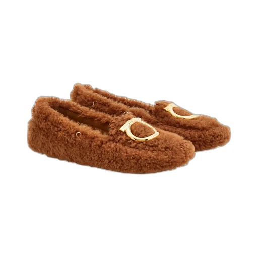 Ferragamo Flat Gancini Driver Loafers