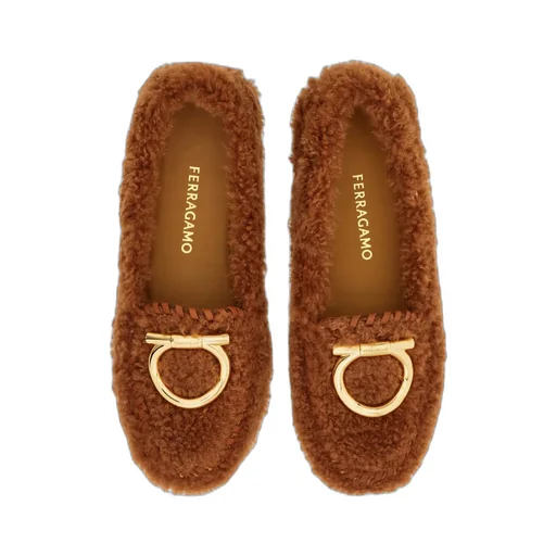 Ferragamo Flat Gancini Driver Loafers
