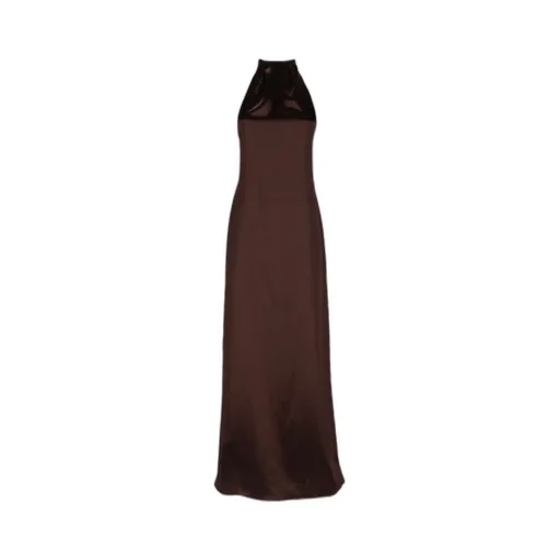 Alysi Halterneck Sleeveless Satin Maxi Dress
