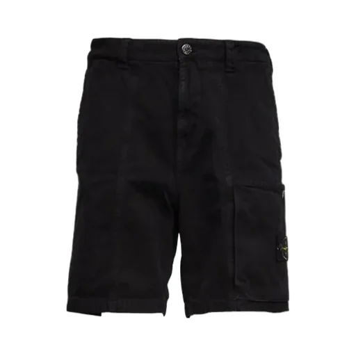 Stone Island Logo Patch Old-Effect Bermuda Shorts