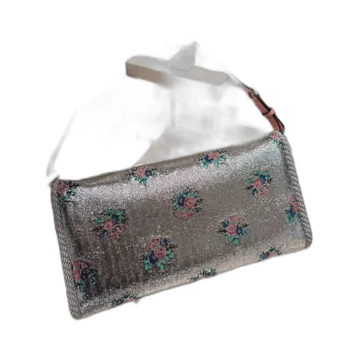 Valentino Garavani Devain Small Shoulder Bag In Floral Jacquard Lurex Fabric