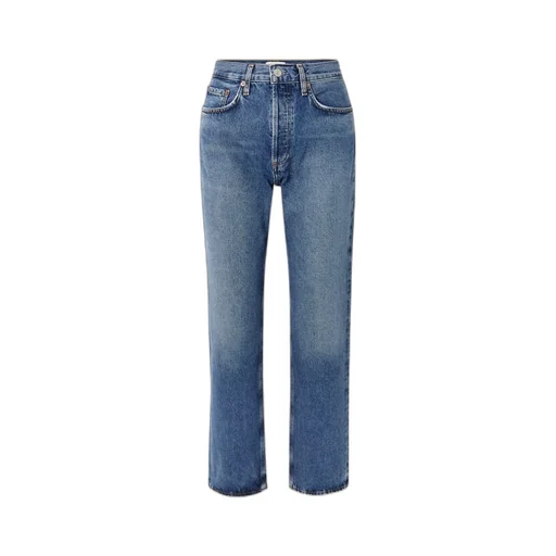 Lana Distressed Mid-Rise Straight Leg Jeans