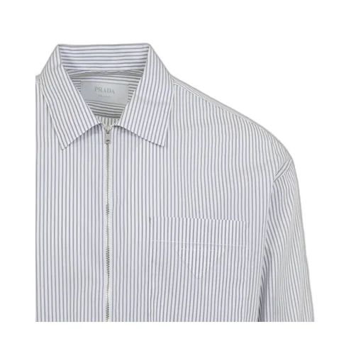 Prada Zip-Up Striped Shirt