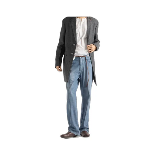 Buttoned Straight-Leg Jeans
