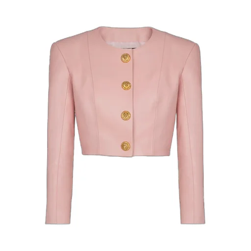 Balmain Cropped Leather Jacket