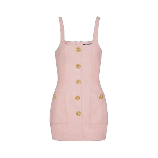 Balmain Buttoned Leather Mini Dress