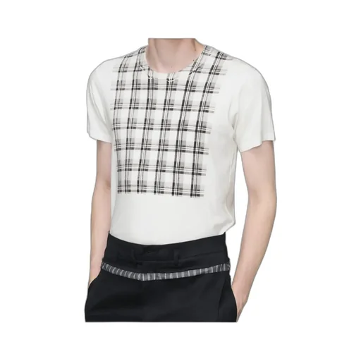 Cotton T-Shirt With Check Panel