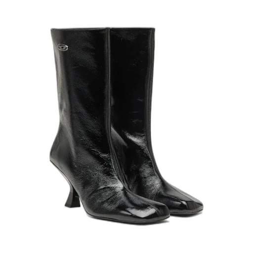 75Mm D-Amber Square-Toe Sculptural-Heel Boots