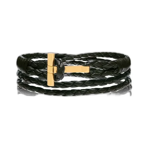 Tom Ford T Plaque Braided Bracelet