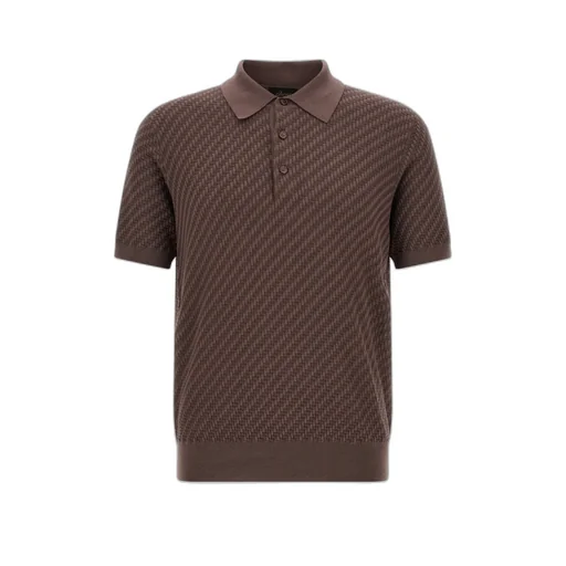 Brioni Woven Pattern Knitted Polo Shirt
