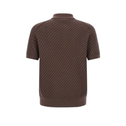 Brioni Woven Pattern Knitted Polo Shirt