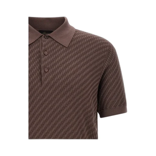 Brioni Woven Pattern Knitted Polo Shirt