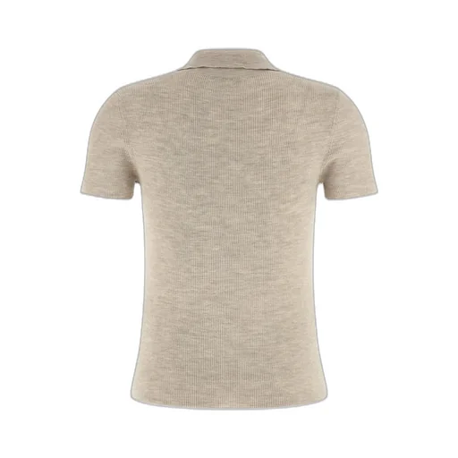 Ribbed Knit Wool Polo Shirt