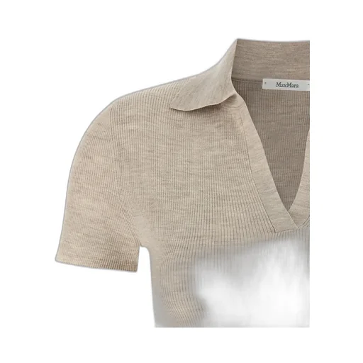 Ribbed Knit Wool Polo Shirt