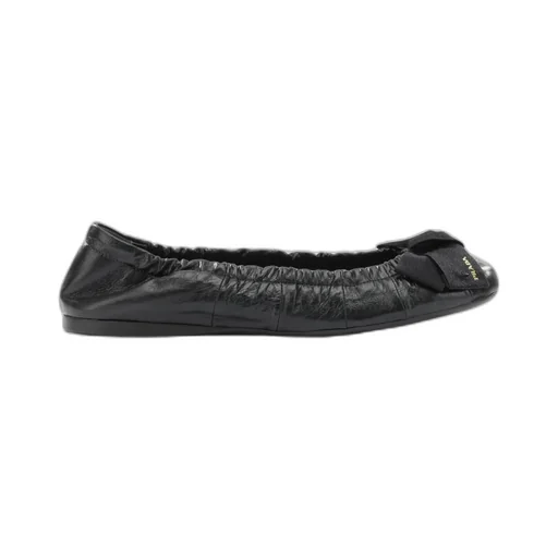 Bow-Detail Wrinkled-Effect Ballet Flats