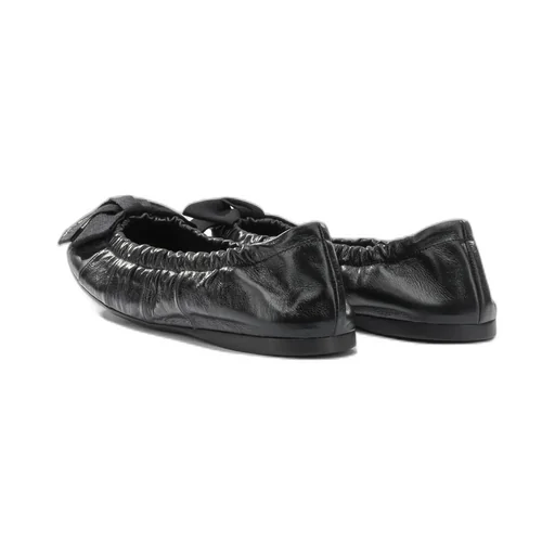Bow-Detail Wrinkled-Effect Ballet Flats