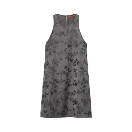 Embroidered Taffeta Shift Dress