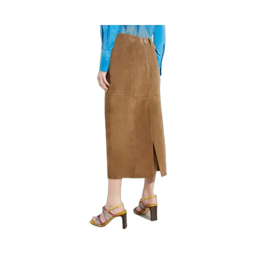 Suede Column Skirt