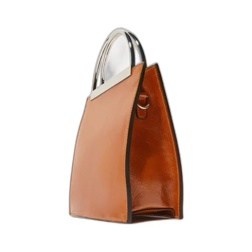 Leather Bag With Metal Handles