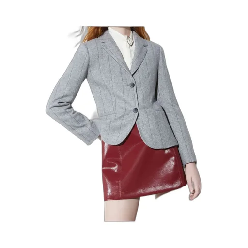 Long-Sleeved Flannel Suit Jacket