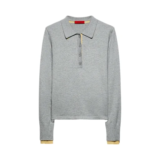 Long-Sleeved Knit Polo Shirt