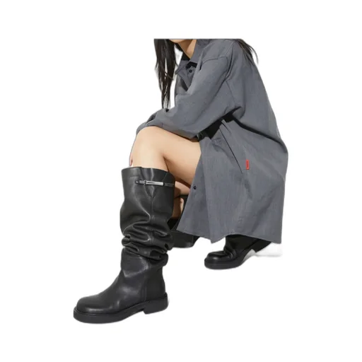 Round-Toe Knee-High Boots