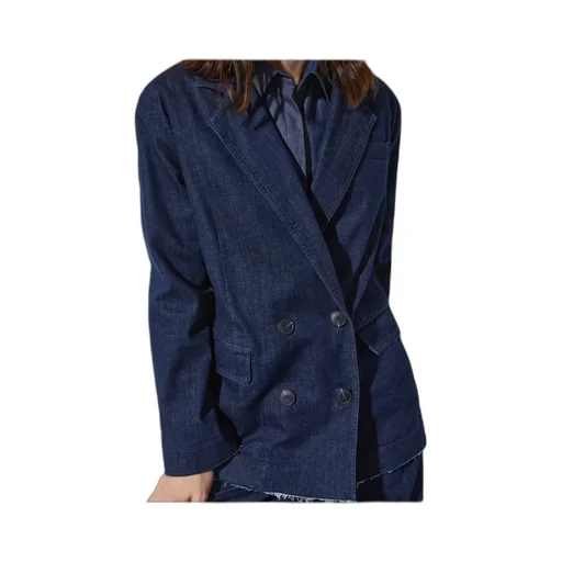 Double-Breasted Denim Blazer