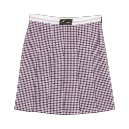 Check-Patten Pleated Skirt