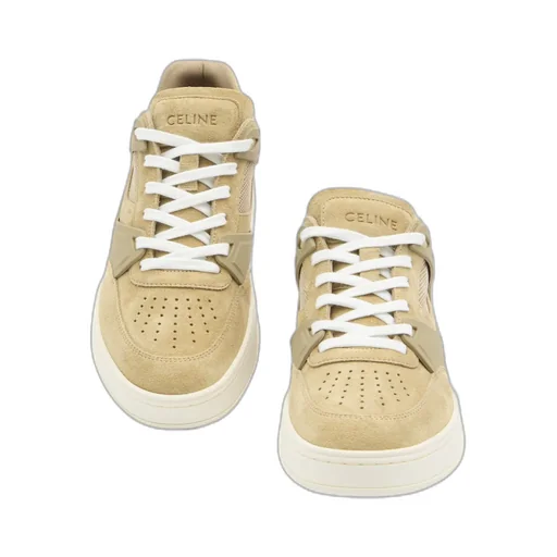 Celine Trainer Ct-09 Low Lace-Up Sneaker In Suede Calfskin And Mesh