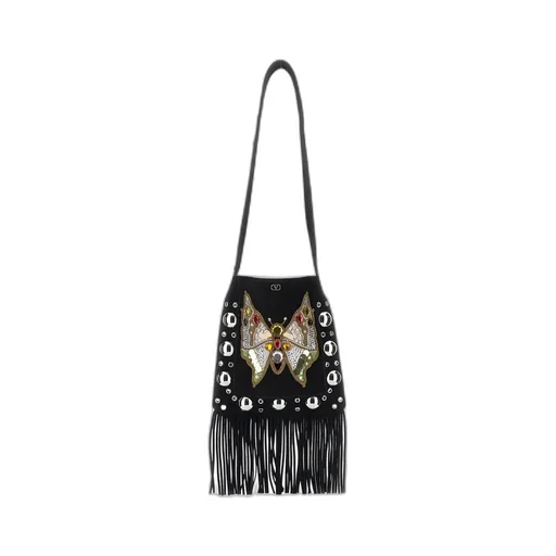 Valentino Garavani NellcÔTe Embroidered Shoulder Bag With Fringes