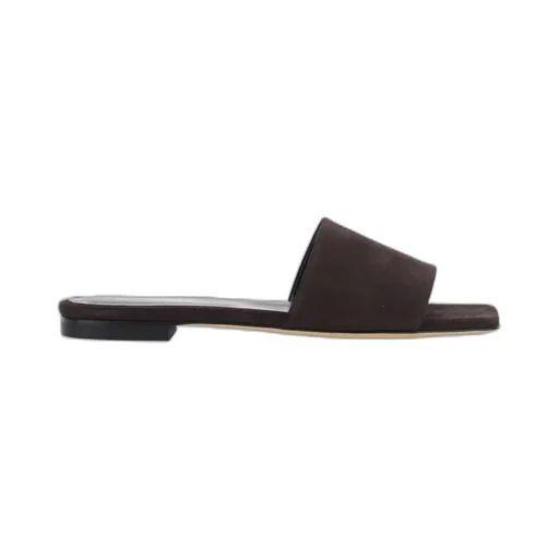 Slip-On Sandals With Square Toe In Suede