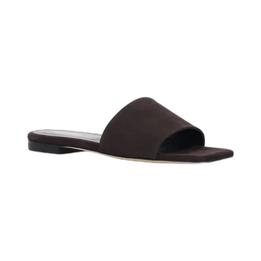 Slip-On Sandals With Square Toe In Suede