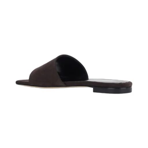 Slip-On Sandals With Square Toe In Suede