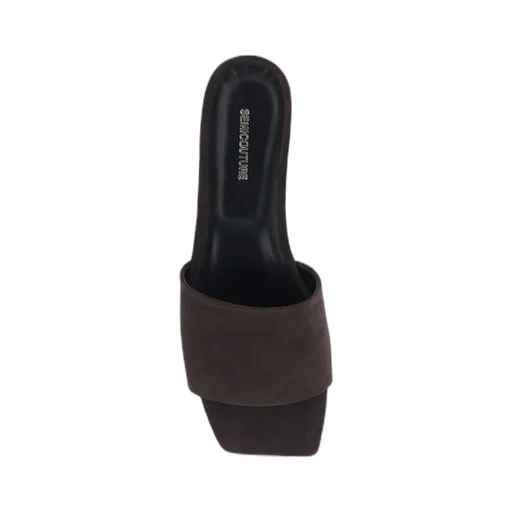 Slip-On Sandals With Square Toe In Suede