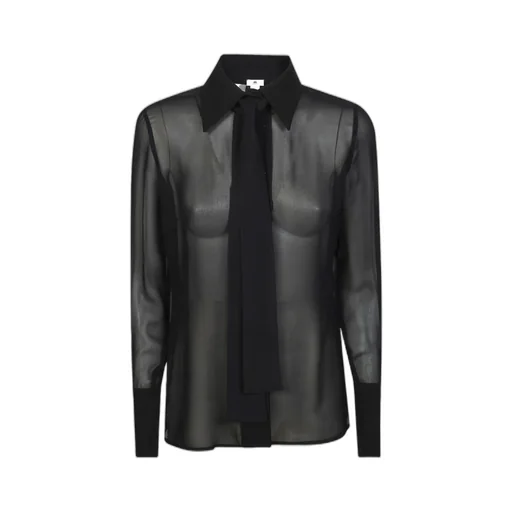 Elisabetta Franchi Sash Belt Georgette CrÊPe Blouse