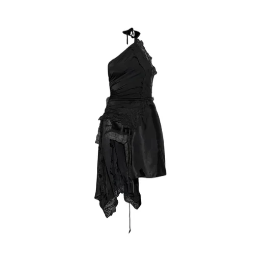 Lace-Detailed Asymmetric Dress
