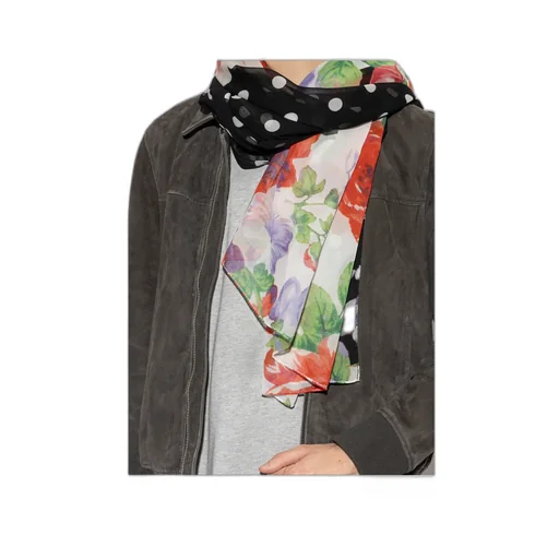 Moschino Floral Print Logo Scarf